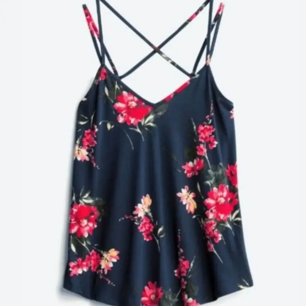 Papermoon Basima Back Detail Navy Floral Strappy Tank Top NWT 2XL - Picture 3 of 5